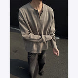 Spring Long Sleeved T-shirt Men Casual Pleated T Shirt Men Streetwear Korean Loose Zipper Pullover T Shirt Mens Sweatshirt