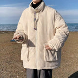 Korean style autumn and winter men and women trendy personalized corduroy jacket for couples loose retro Harajuku casual top y2k