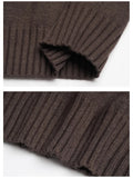 New Korean Fashion Men Sweater Light Luxury Trendy Turtleneck Knit Solid Color Pullover Leisure Retro Long Sleeve Basic Knitwear