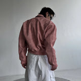 Mens Autumn Winter American Street Retro Distressed Suede Jacket Gender-Neutral Short Loose Casual Trend Biker Jacket Unisex