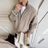 New Japanese Retro Men Cardigan Jacket Winter Light Luxury Trendy Turtleneck Knit Zip-up Long Sleeve Sweater Coat Premium Outfit