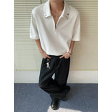 Summer Short Sleeved T-shirt Men Casual Lapel T Shirt Men Streetwear Korean Loose Checkered Tshirt Mens Polo Shirt Plus Size