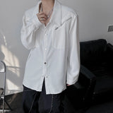 Niche High-end White Shirt Spring Autumn Men Women Youth Casual Metal Button Design Long Sleeve Trend Shirt Aesthetic Streetwear
