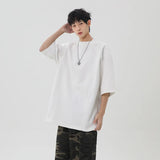 Summer Short Sleeved T-shirt Men Fashion Cotton White T Shirt Men Streetwear Korean Loose Casual Round Neck T Shirt Mens Top
