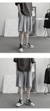 Summer Casual  Shorts Men Oversized Fashion Grey Pleated Shorts Men Streetwear Korean Loose Wide-leg Shorts Mens Beach Shorts