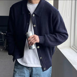 Fall Winter Men's Daily Loose Solid Sweaters Comfortable Button Knitted Cardiga 2024 Korean Thermal Long Sleeve Outerwears Male