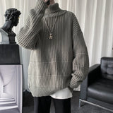 Turtleneck Pullover Men's Long Sleeve Rollneck Sweater Autumn Winter Mens Casual Korean Style Fashion Warm Knitted Sweater