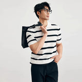 Summer Men's Clothing Luxury Business Striped Polo Shirt Casual Slim-fit Knitted Short Sleeve T-shirt High Quality Tops M-3XL