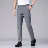 Summer Casual Pants Men Thin Business Stretch Slim Elastic Waist Jogger Korean Classic Thin Black Gray Blue Trousers Male
