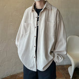 Fashion Lapel Button All-match Solid Shirts Coats Men's Clothing 2024 Spring New Loose Casual Long Sleeve Tops Korean Shirt