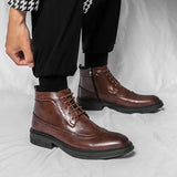 Men's formal Chelsea ankle boots fashion black Brugge natural leather wedding shoes men's office shoes