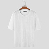 Men T Shirt Striped Short Sleeve Transparent Summer Casual Camisetas Streetwear Fashion Leisure Camisetas S-5XL