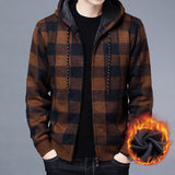 Winter New Men's Fleece Thickened Cardigan Knit Sweater / Male Loose Warm Hooded Add Wool Jacket Coat