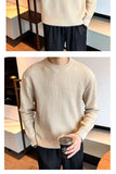 New Korean Retro Men Basic Sweater Luxury Knitted Solid Color O Neck Long Sleeve Pullover Casual Slim Premium Quality Knitwear