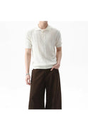 New Trendy Jacquarded Men Polo Shirt Light Luxury Casual Business Solid Color Knitted Short Sleeve T-shirt Fashion Stretchy Tops