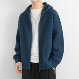 Autumn Men's Casual Cardigan Zipper Simple Knitwear Loose Solid Knit Outerwear Hooded Knitted Coat Male