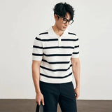 Summer Men's Clothing Luxury Business Striped Polo Shirt Casual Slim-fit Knitted Short Sleeve T-shirt High Quality Tops M-3XL