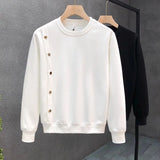 Simple Design Sense White Sweatshirt Men's Trendy Round Neck Bottoming Shirt 2025 Spring Autumn Handsome Men's Hot Top Urban