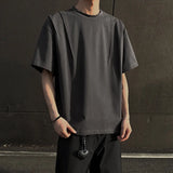 Summer Short Sleeved T-shirt Men Fashion Gray Black Casual T Shirt Men Streetwear Korean Loose Round Neck T Shirt Mens Top