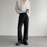 Khaki Black Suit Pants Men Fashion Social Mens Dress Pants Korean Casual Loose Straight Pants Mens Office Formal Trousers M-2XL