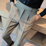Men's Luxury Draped Baggy Suit Pants Casual Button-down Solid Color Straight Premium Elegant Dress Pants New