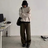 Pants Men Cozy Loose Fashion Straight Trousers Japanese Style Drawstring Simple Retro Mature Charming All-match Streetwear New