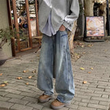 Y2K men and women hip-hop street curved knife washed jeans American spring and autumn couple trend loose retro casual pants