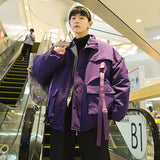 New Ribbons Pockets Winter Jacket Men Thick Hip Hop Streetwear Parka Men Coats Casual Padded Men's Jackets Male Clothing US Size