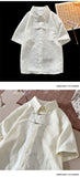 Summer Short-sleeved Shirt Men's New Chinese Men's National Trend Shirt Loose Large Size Metal Button Couple's Top Aesthetic