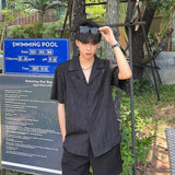 Summer Men's Clothing Light Luxury Jacquarded Suit Collar Shirts Streetwear Button-down Short Sleeve Retro Leisure Fashion M-3XL