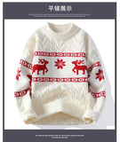 American style trendy street hip-hop personalized graphic round neck sweater for couples loose retro Harajuku knit casual top