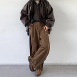 Trendy Mens Loose Straight Pants Spring Summer Streetwear Fashion Solid Color Baggy Wide Leg Trousers For Men Casual Pants