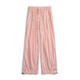 Summer Thin Casual Pants Men Fashion Pink Wide Leg Pants Men Streetwear Hip-hop Loose Straight Ice Silk Pants Mens Trousers