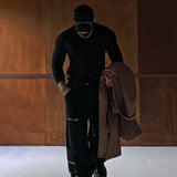 Threaded Long-Sleeved T-Shirt Fitness Autumn Breathable Quick-Drying Sports Mens Elastic Fitness Training Suit Bottoming Shirt