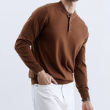 New Fashion Men Henry Sweater Light Luxury Knitted Solid Color Long Sleeve Pullover Premium Quality Skin-friendly Knitwear M-3XL