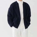 Autumn Zipper-Up Knitted Sweatercoat for Men Solid Casual Slim Baisc Cardigan Hombre Round Neck Pocket  Tops Male Outwear