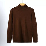 New Korean Fashion Men Sweater Light Luxury Trendy Turtleneck Knit Solid Color Pullover Leisure Retro Long Sleeve Basic Knitwear