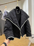 Design-sensing Niche Parkas Unisex Lapel Cotton Coat Women Korean Autumn Winter Light Short Trendy High-end Jacket Aesthetic