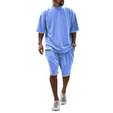 Men's Tracksuit Casual Cotton Short-sleeved T-Shirt Shorts 2-piece Suit Summer Sportswear Loose Men's Clothing Suit