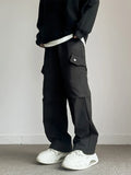 100％ Cotton Men's Cargo Casual Pants Baggy Straight Elastic Waist Comfortable Trousers Fashion Streetwear Hip Hop Male Trousers