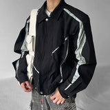 High Street Y2k Streetwear Men Contrast Jacket Top Fashion Trend Functional Assault Jackets Neutral Original Design Zipper Coat