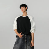 Spring Long Sleeved T-shirt Men Fashion Casual Round Neck T-shirt Men Streetwear Korean Loose Pleated T Shirt Mens Top M-3XL