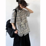 Japanese Retro Blouse Loose Ethnic Short-sleeved Shirt Men Women Korean Summer Fashion High-end College Style Versatile Shirt