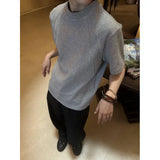 Men Slim Fit Short Sleeve Tshirt Solid Round Neck Unique Patchwork Design Premium Stretch Cotton Casual Summer Trendy Tee