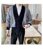 Light Mature Style Autumn Winter New Cardigan Men British Retro College Style Knitted Jacket Contrasting Suit Collar Sweater
