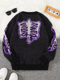 Autumn and Winter Striped Crew Neck Hemp Straw Style Casual Couple Sweater Versatile Trendy Men's Long-Sleeve Sweater Top
