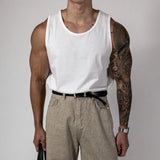 Mens Quick-Drying Muscle Slim Stretch Sports Fitness Round Neck Sleeveless Vest Fitness Top Summer Solid Color Y2k Vest Gym
