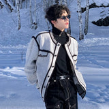 Korean Style Men's Knitting Top Round Collar Single Breasted Contrast Color Loose Male Sweater Personalized Cardigan