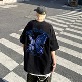 Men's T-shirts Oversized 5XL Casual Summer Wear Black Cotton Men Tshirt Butterfly Print Tee Shirts Fashion for Men New Clothes