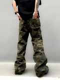 Pantalones Y2K Fashion Camouflage Pleated Baggy Jeans Pants For Men Clothes Zipper Pockets Straight Gothic Long Trousers
